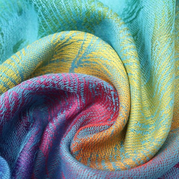 Colorful flowers Jacquard cotton pashmina Women Wrap Shawl tassels Scarves - Picture 7 of 7